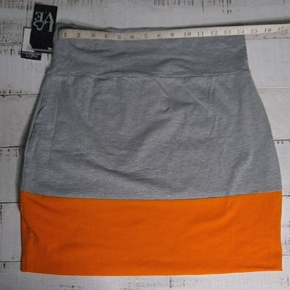 Rue 21 Love Tease Bodycon Miniskirt Grey Orange Large (Junior)